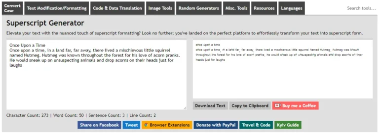 Convert Case Subscript Generator