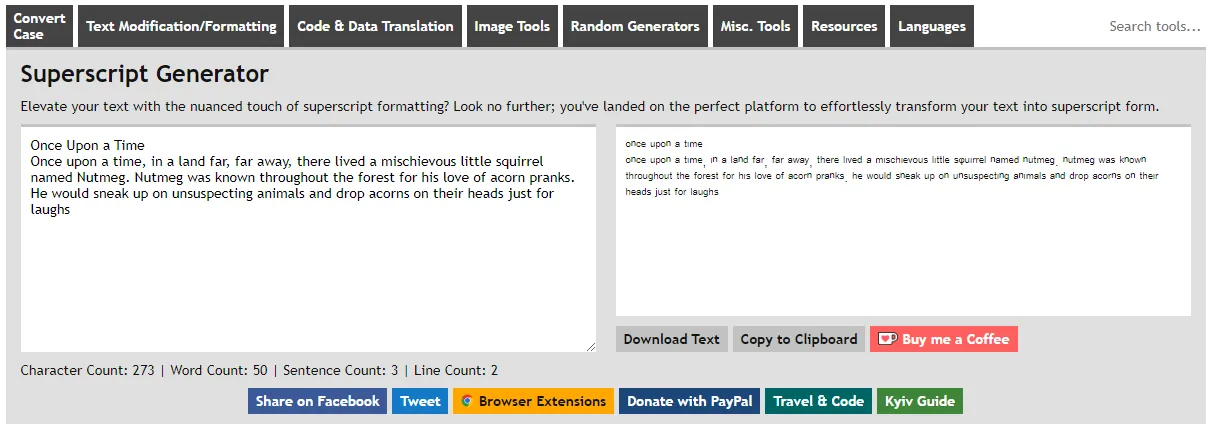 Convert Case Subscript Generator